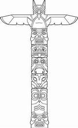 Totem Pole Drawing Poles Native American Vector Totems Owl Drawings Kids Easy Crafts Eagle Indian Symbols Tiki Tattoo Animal Printable sketch template