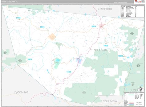 sullivan county pa wall map premium style  marketmaps mapsales