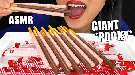 asmr giant pocky sticks eating sounds  talking japanese