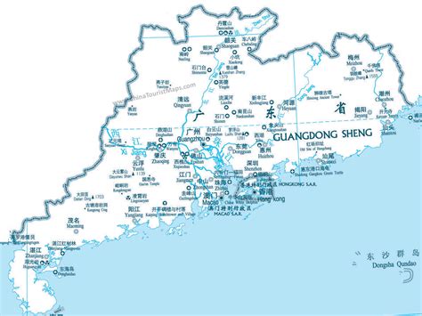 map  guangdong tourist attractions guangdong sites location