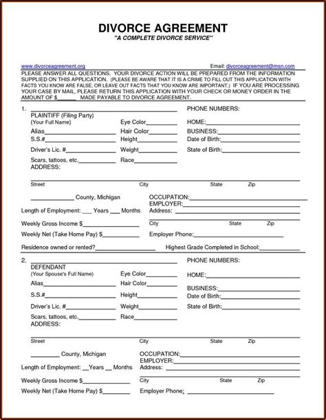 printable uncontested divorce forms texas form resume examples