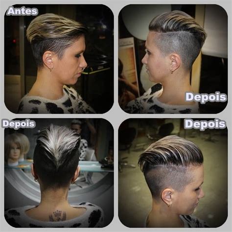 short two toned pixie haircut with shaved sides and blonde highlights hairstyles hair