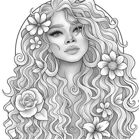 printable coloring page fantasy character black girl etsy adult