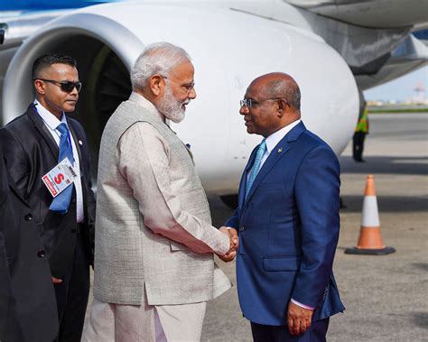 pm modi arrives in maldives on 1st foreign visit after re