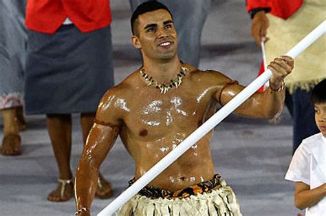 tonga s oiled up flag bearer was the highlight of the