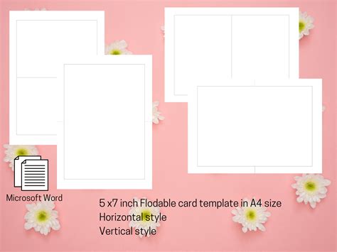 foldable card template   ms word format etsy