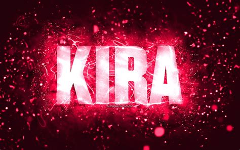 1290x2796px 2k Free Download Happy Birtay Kira Pink Neon Lights