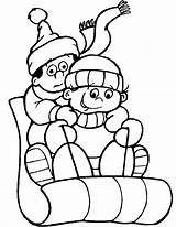 Coloring Winter Pages Printable Kids Invierno Toboggan sketch template