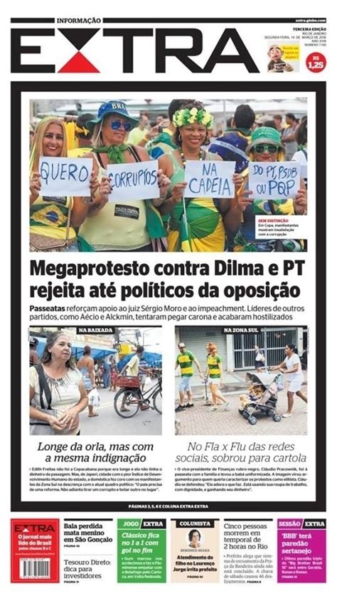 Fotos Veja Capas Dos Principais Jornais Do Brasil Sobre Os Protestos