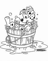 Puppy Coloring Pages Dalmatians Disneyclips Bucket Bathing sketch template