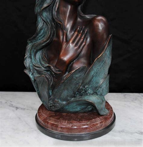 French Bronze Art Nouveau Female Bust Statue Casting