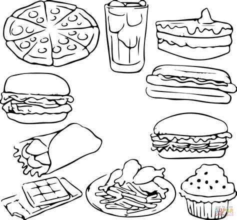 fast food coloring page  printable coloring pages