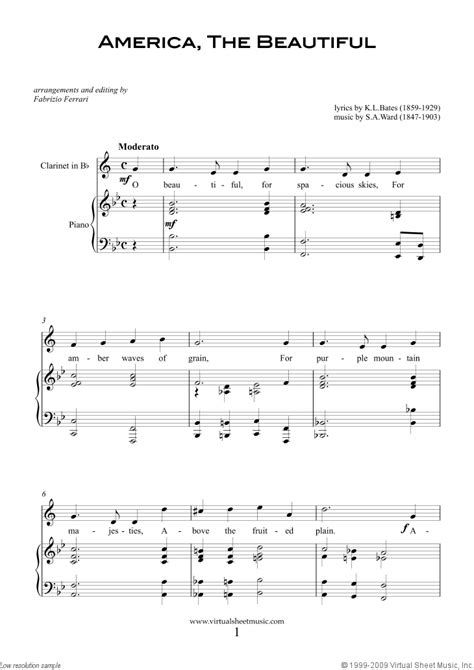 patriotic sheet   songs  clarinet  piano usa tunes  songs