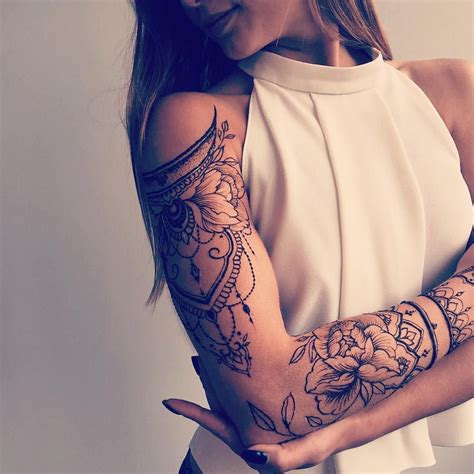 Repost Veronicalilu ・・・ Floral Henna Sleeve Shoulder Piece Inspired