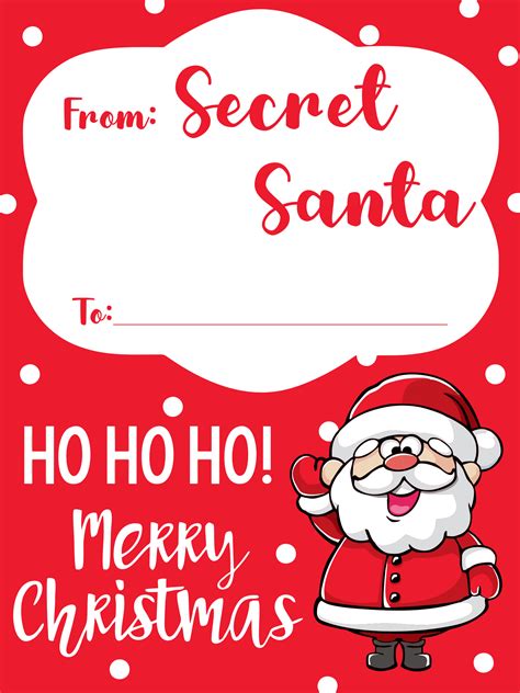 secret santa gift tags printable     printablee