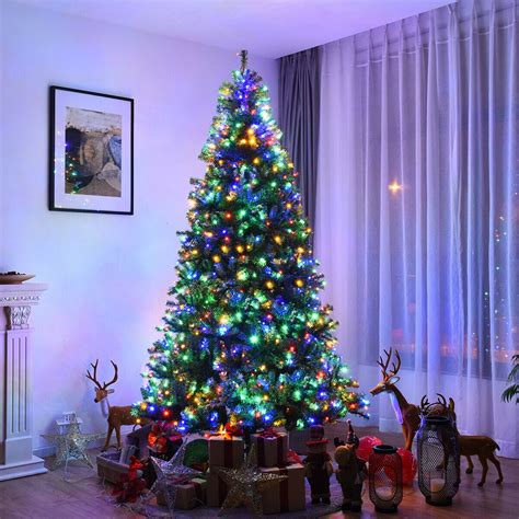 ft pre lit artificial christmas tree premium hinged   led lights stand walmartcom