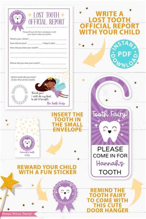 tooth fairy letter   printable package press print party