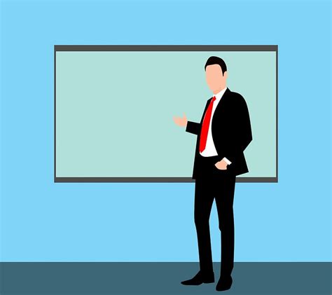 illustration man front display board training teacher teacher