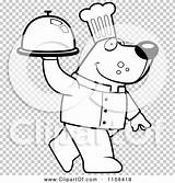 Carrying Chef Platter Walking Bear Outlined Coloring Clipart Vector Cartoon Cory Thoman sketch template
