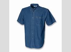 Denim Shirt Short Sleeve Shirts Button Down Collar Button Pocket Mens