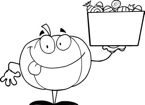 pumpkin holding candy coloring pages coloring pages  kids