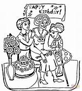 Birthday Grandma Coloring Happy Pages Printable Cards Color Clipart Card Online Super Popular Supercoloring sketch template