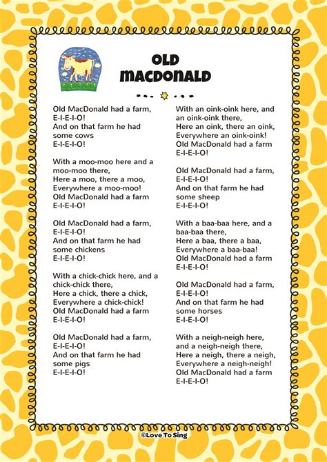 macdonald   farm  video song lyrics activities