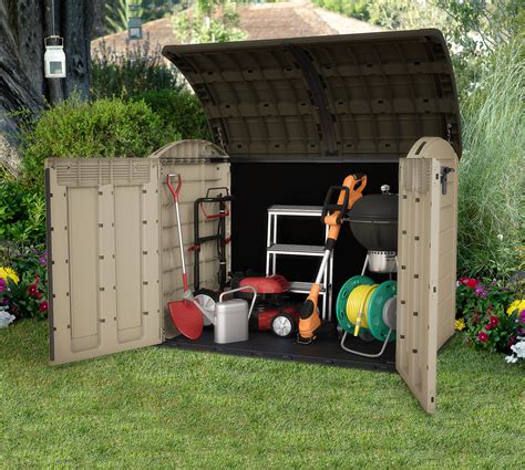 keter store   ultra outdoor plastic garden storage bike shed