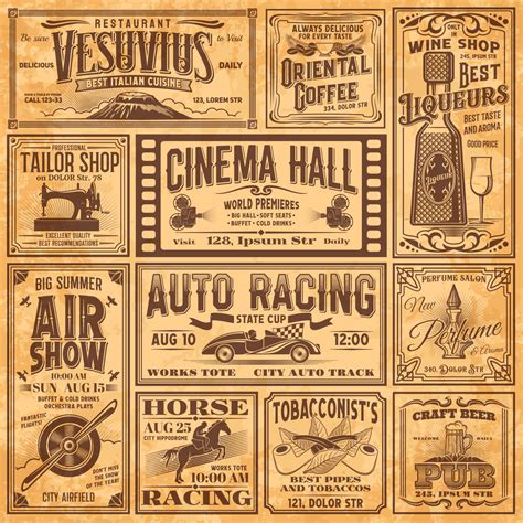 vintage newspaper banners  advertising ads  vector art