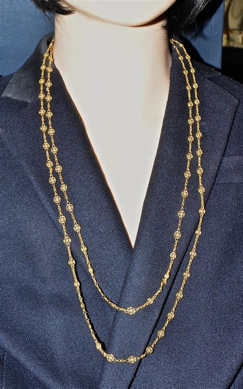 Antique French 18 Karat Gold Long Chain Circa 1890 For Sale At 1stdibs