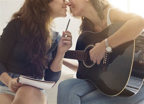 Lesbian Couple Playing Guitar High Quality People Images ~ Creative