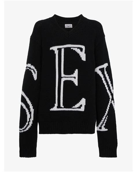 ashley williams sex intarsia oversized wool sweater in black lyst