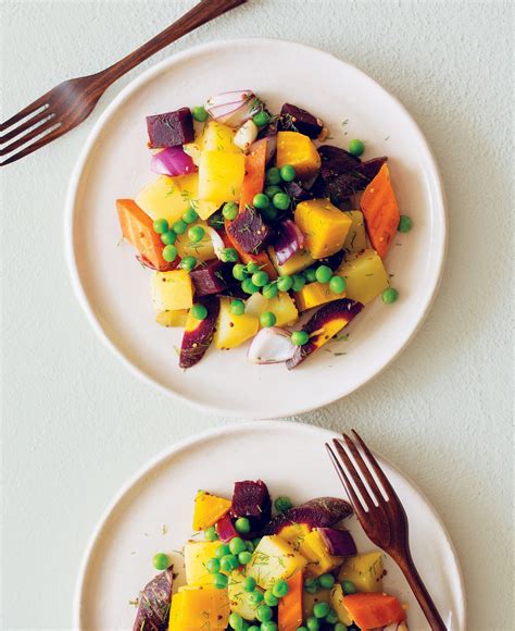 cold potato beet carrot and pea salad with dill recipe health