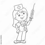 Cartoon Syringe Coloring Doctor Outline Comp Contents Similar Search sketch template