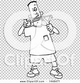 Lineart Aiming Slingshot Boy Illustration Cartoon Royalty Clipart Vector Djart sketch template