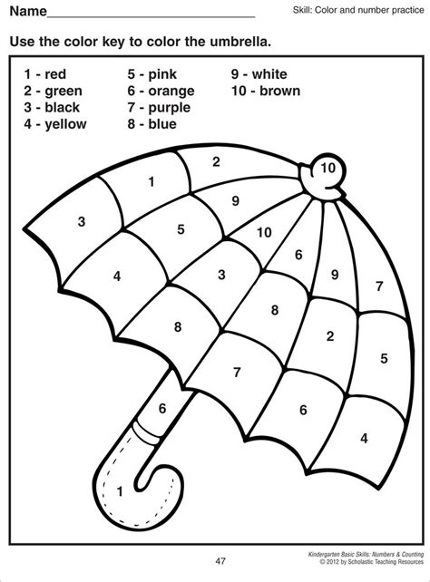 color  numbers umbrella homeschool kindergarten