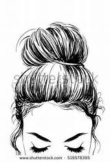 Bun Hair Girl Hairstyles Cute Drawings Draw Drawing Sketch Stock Shutterstock Vector Buns Face Easy Royalty Girly Sketches Illustration Choose sketch template