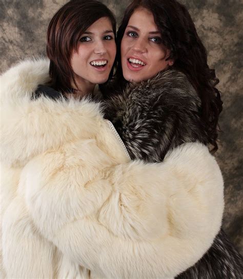 Furry Couple Sweatheart Lesbians Kissing Fox Fur Coat Fur Coats