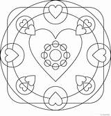 Coloring Heart Mandala Pages Mandalas Designs 이지 Popular Library Hearts sketch template