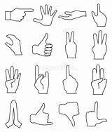 Hand Icons Set Gestures Hands Vector Stock Gesture Illustration Lines Stylized Line Royalty sketch template