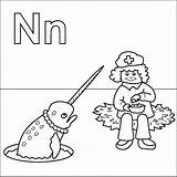 Coloring Letter Pages Alphabet Narwhals Nurse Nuts Nest Coloringpages4u Color Print Crafts Concepts Narwhal Necklace Kids Explorer Dora Ocean Animal sketch template