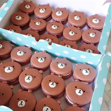 bear macarons cute desserts sweet meat french macaroon recipes