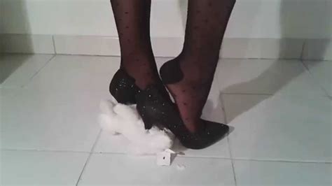 crushing a toy with my sexy stilettos and my black hot pantyhose youtube