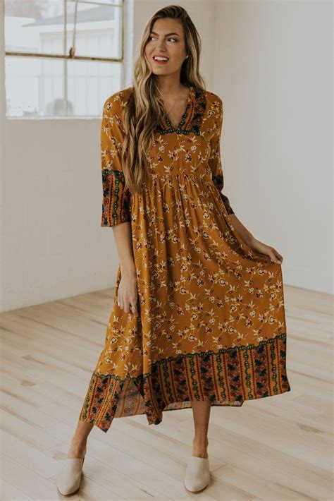 mustard print easter dress modest women s dresses roolee in 2020