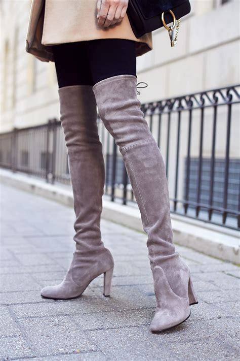 fall outfit black skinny jeans stuart weitzman highland over the knee boots in 2019 knee