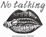 Lips Zipper Mouth Talking Illustration Vector Closed Coloring Shh Template Zipped Stock Isolated Drawn Hand Her Sketch Shutterstock Emoji Pages sketch template