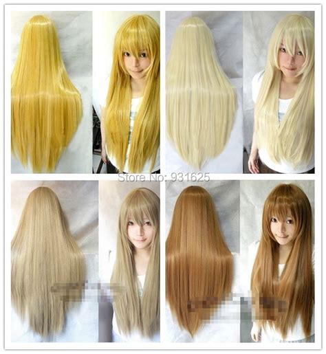 80cm Sex Blonde Brown Gold Cosplay Wigs Long Straight Synthetic Hair