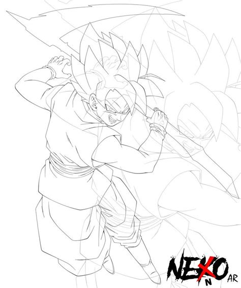 Black Goku Super Saiyan Rose Lineart By Nekoar Personaggi