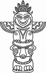 Totem Pole Coloring Pages Drawing Sketch Bear Poles Clipart Template Vector American Tribal Drawings Native Clip Getcolorings Printable African Templates sketch template