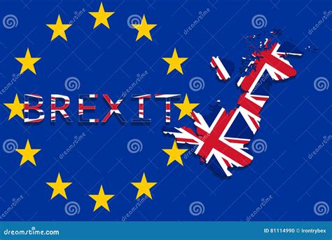 de kaart van het verenigd koninkrijk met brexit op euro unie achtergrond stock illustratie